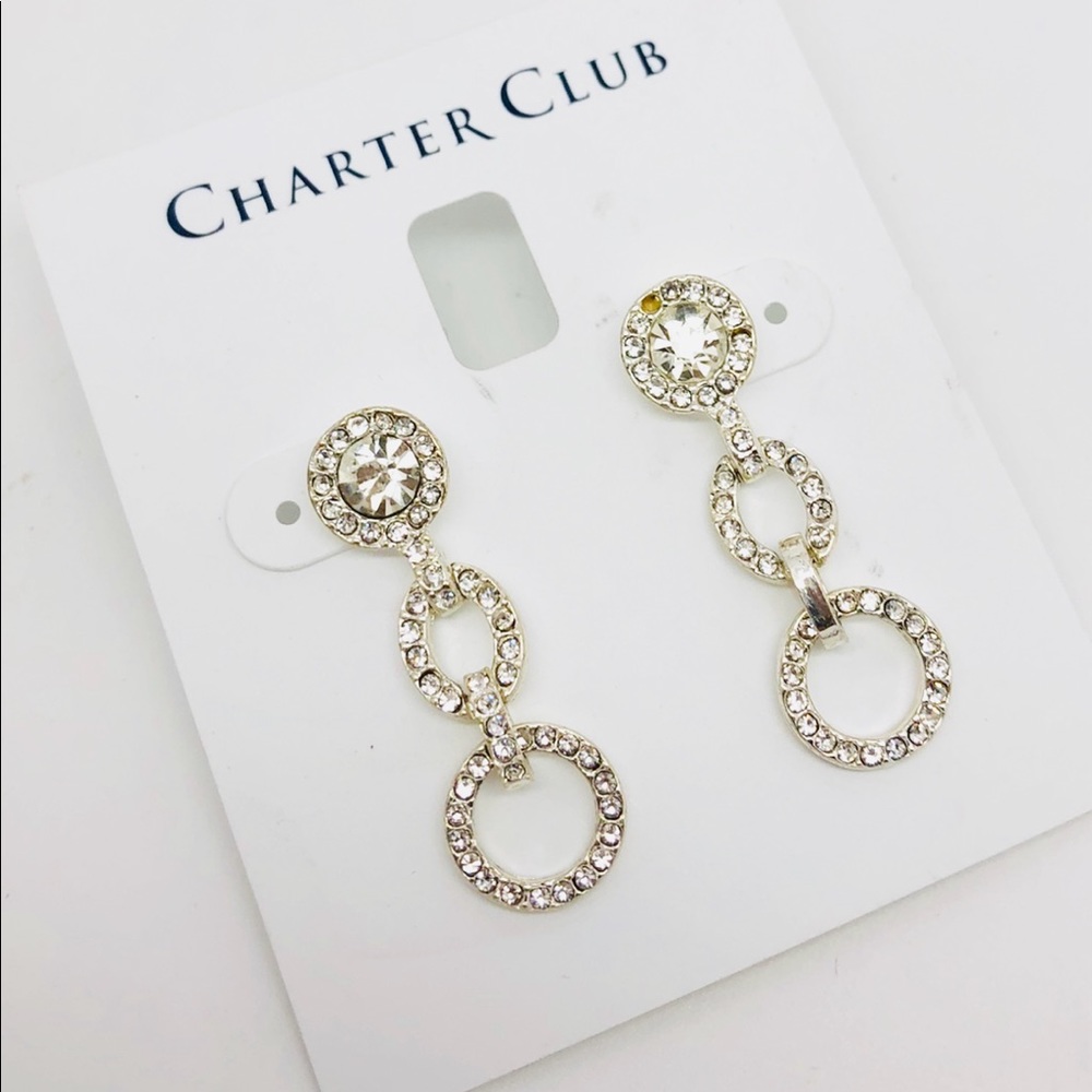 Macys crystal circle drop post earrings SEE NOTES